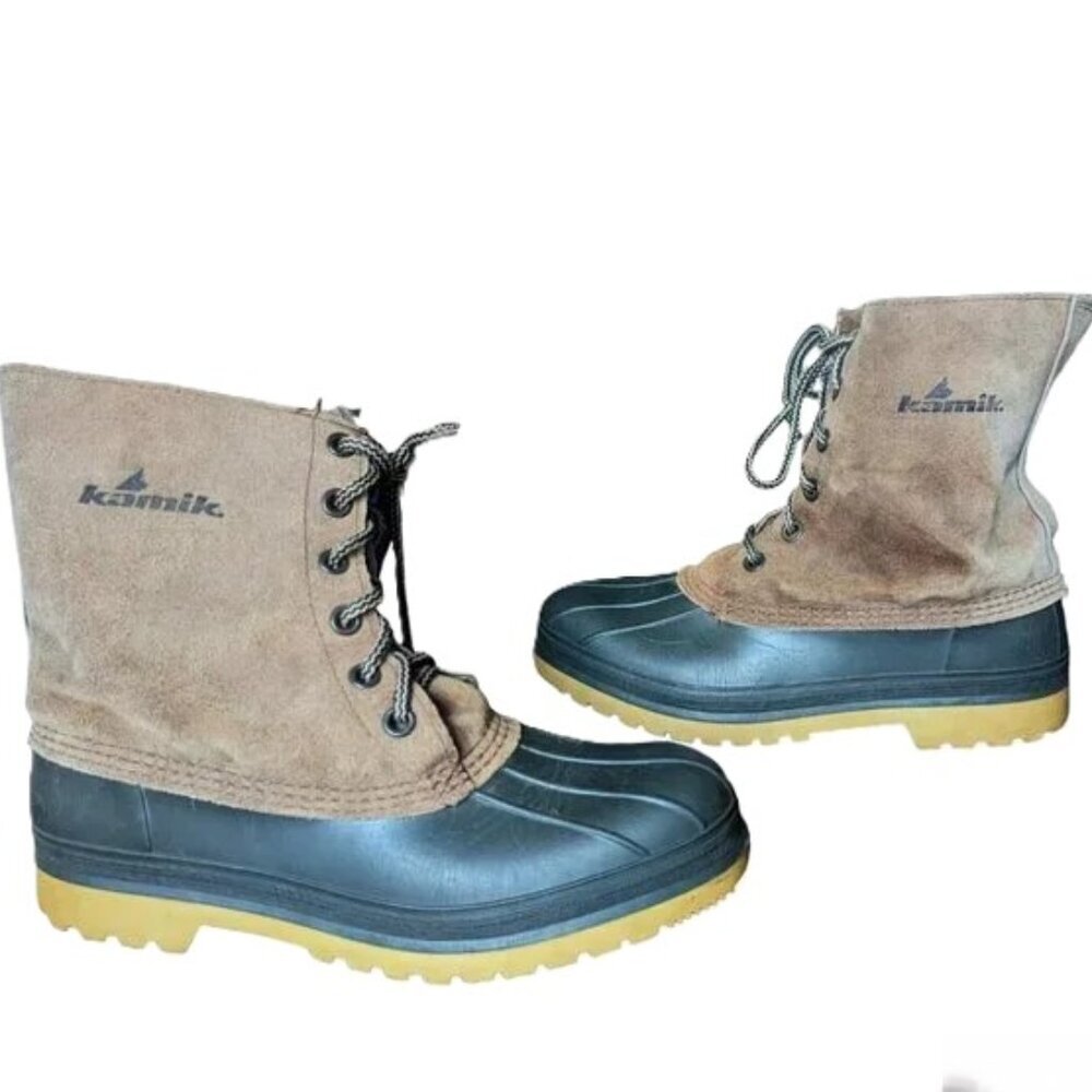 Kamik Duck‎ Boots Waterproof Leather Rubber Lace Up Unisex Canada Vintage